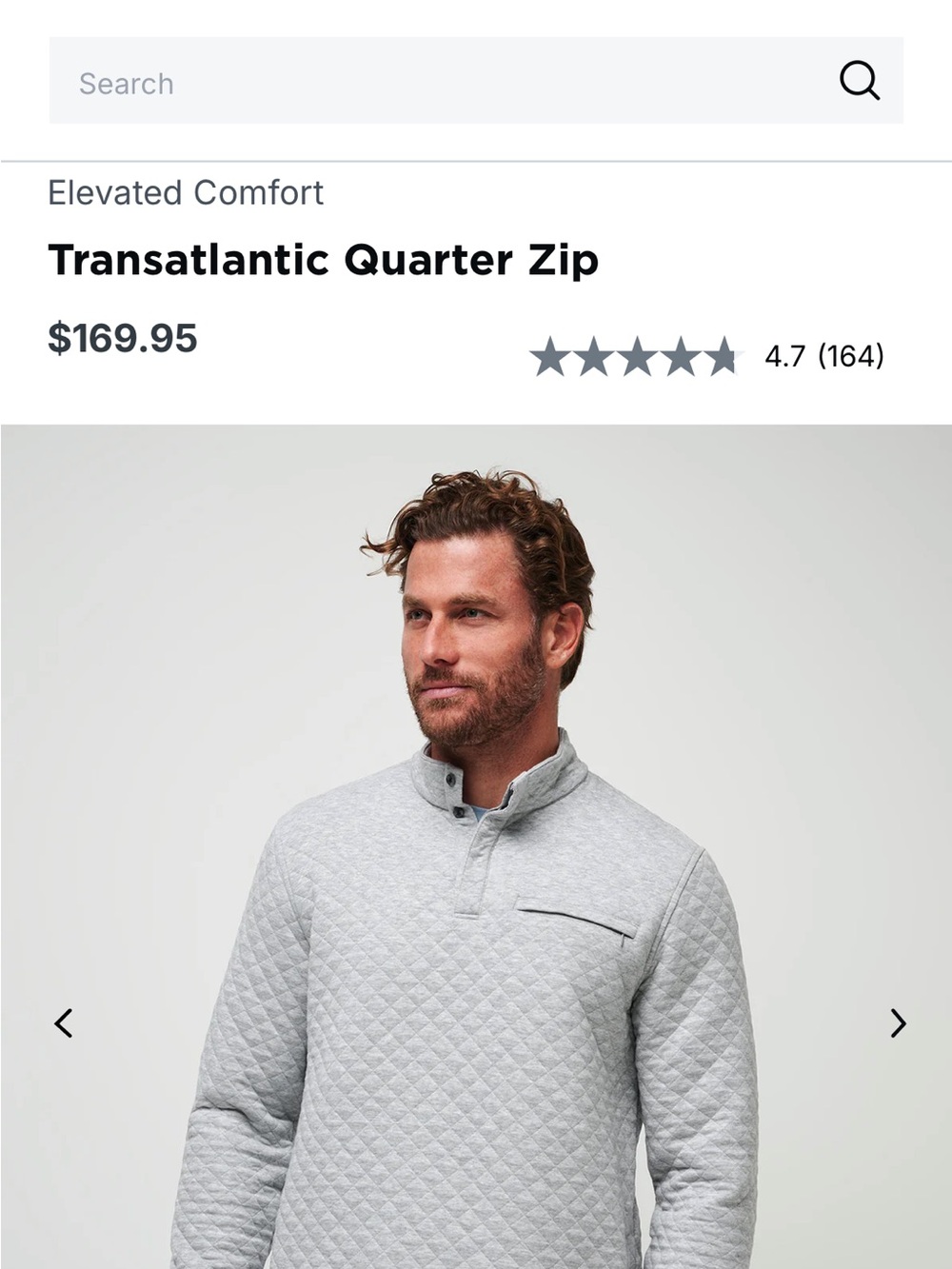Travis Mathew Heather Gray Quilted Pullover